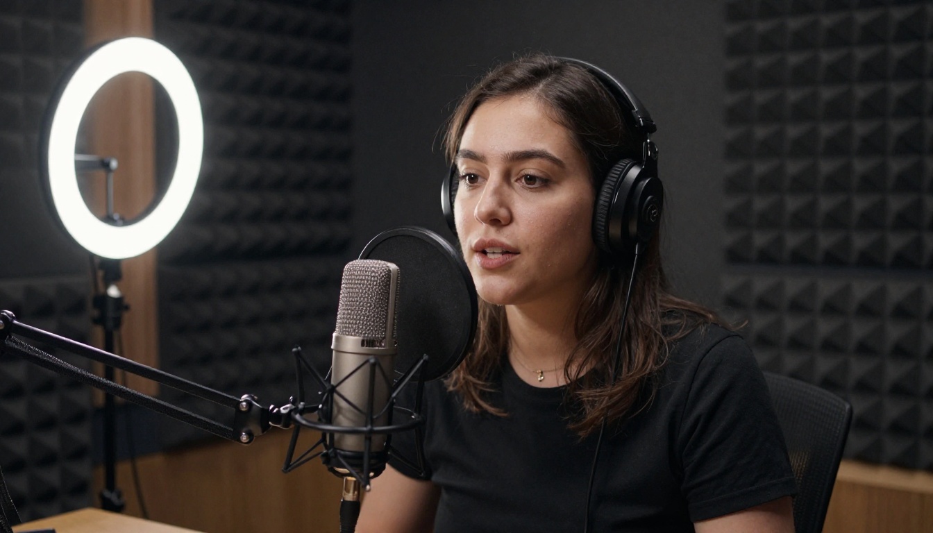 Podcast studio broadcast microphone