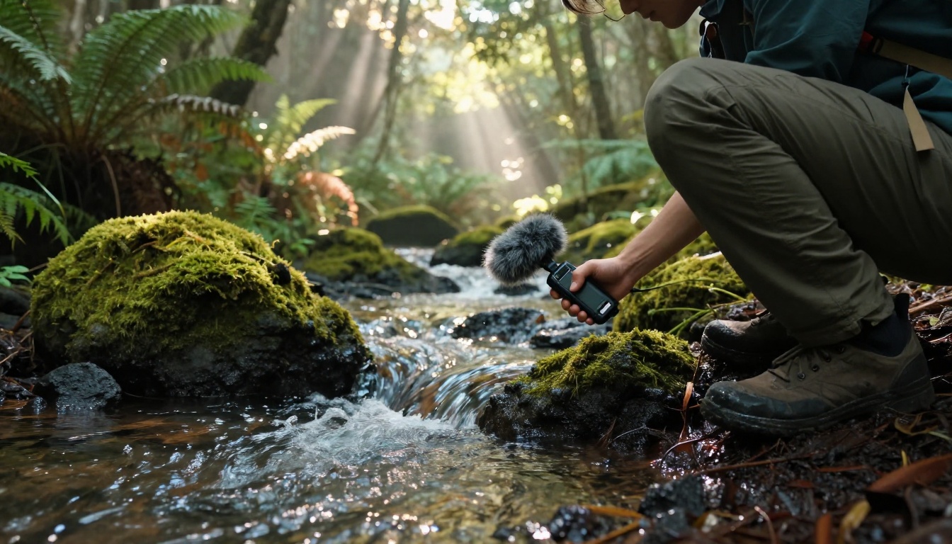 Nature field recording in forest