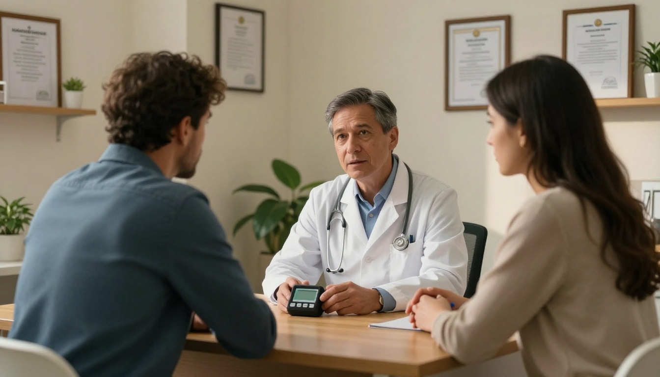 Doctor consulting with patient in a clinic room