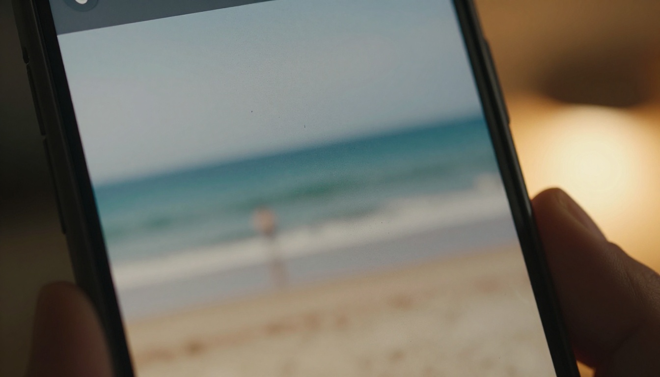 Smartphone screen showing blurry distorted video footage