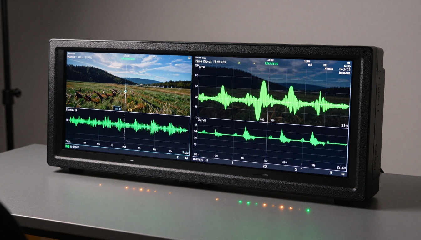 Professional broadcast monitor showing sharp video output with waveform analysis