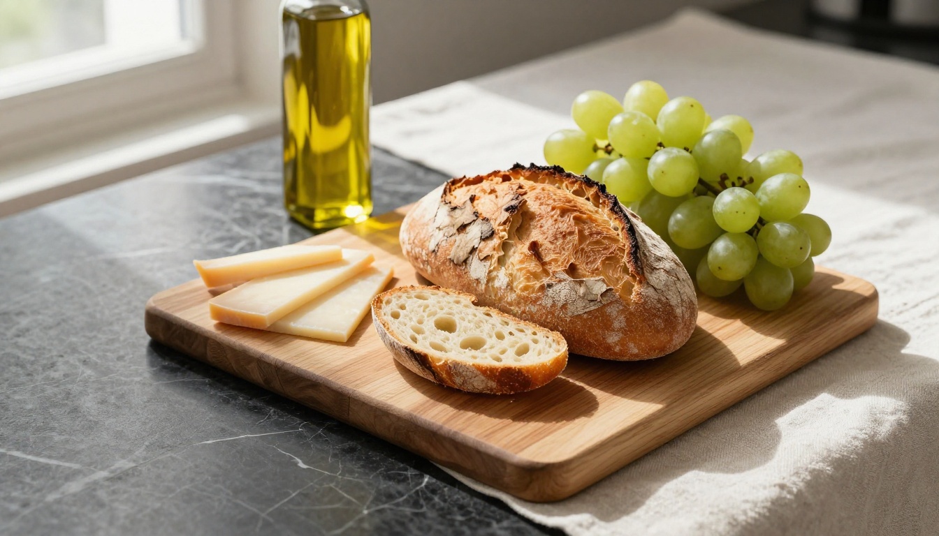 Food photography flat lay with AI background swap from dark marble to bright linen surface Food photography flat lay with AI background swap from dark marble to bright linen surface