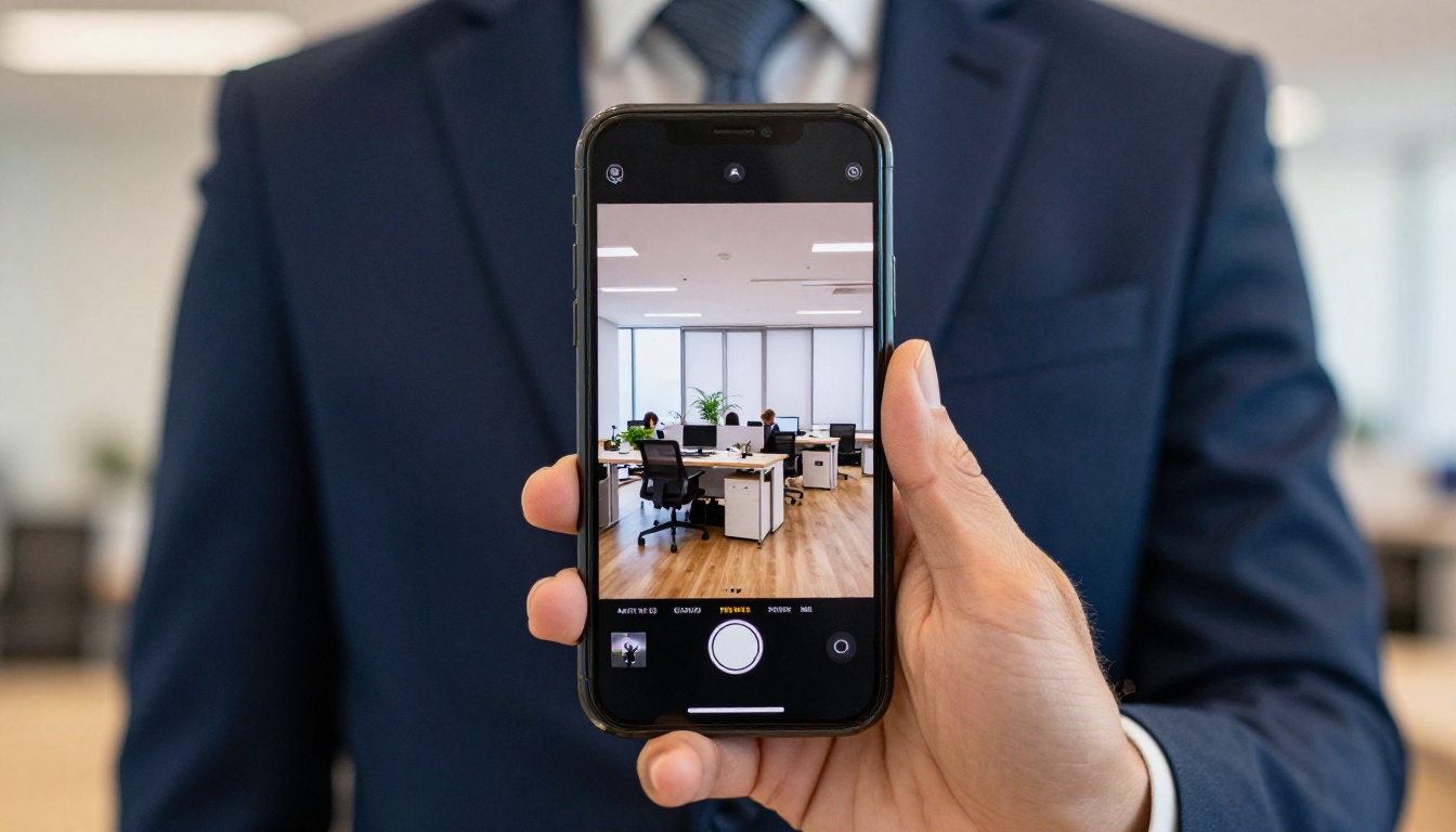 AI background replacement interface shown on smartphone with professional result preview
