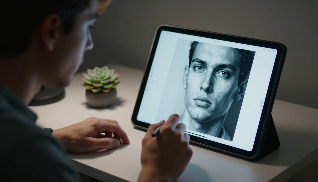 Analyzing a depth map visualization on a tablet screen