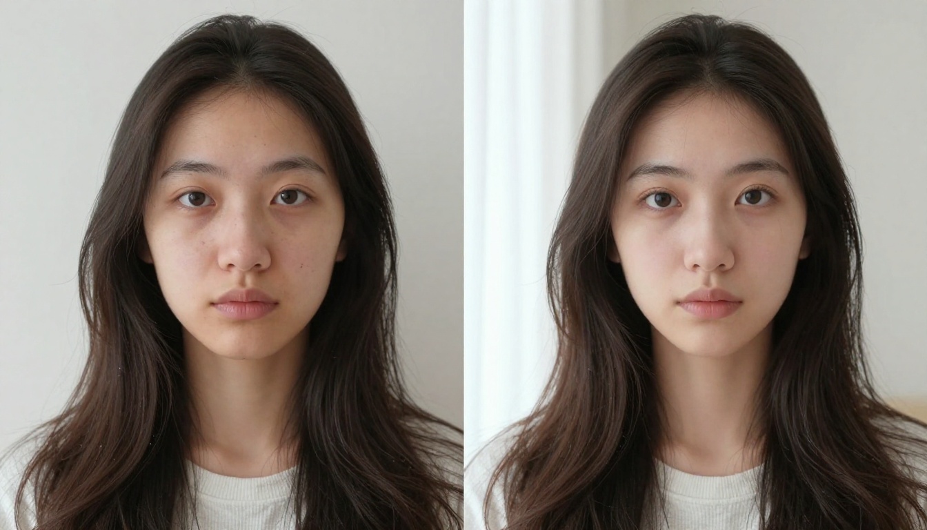 Side-by-side comparison of a real photo versus an AI-generated photorealistic 3D avatar with identical facial geometry