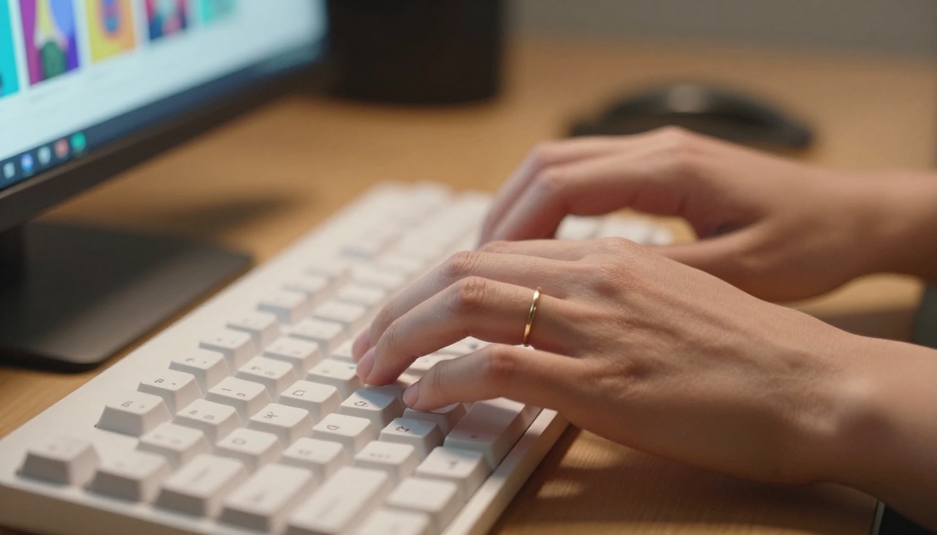 AI image generation user typing prompt on keyboard