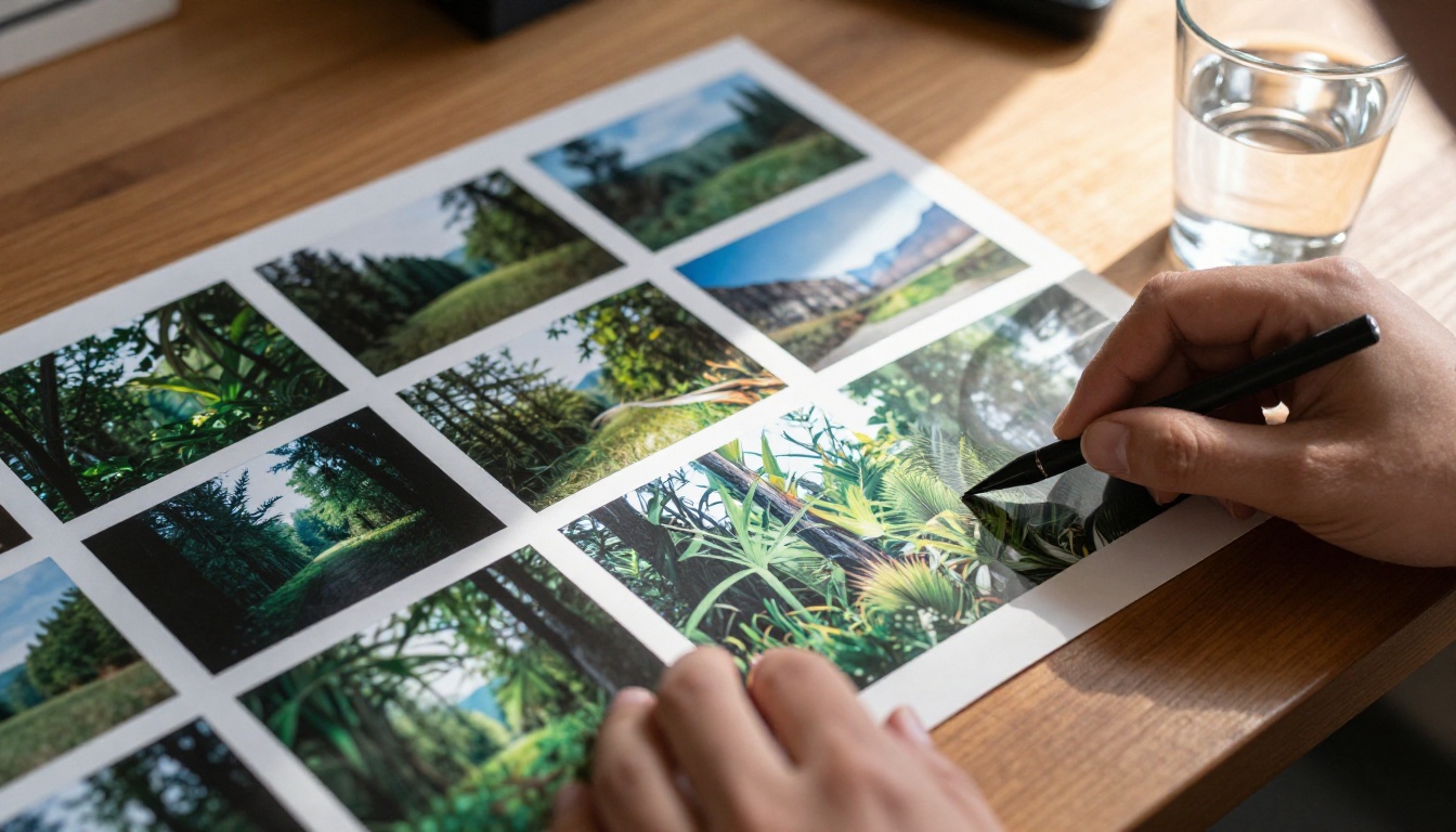 AI prints comparison on wooden table