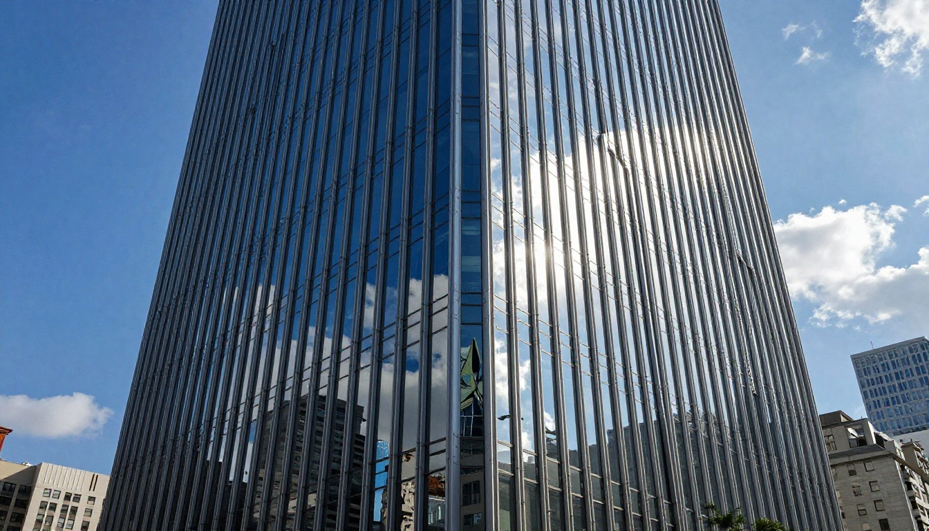 Architectural glass skyscraper low-angle