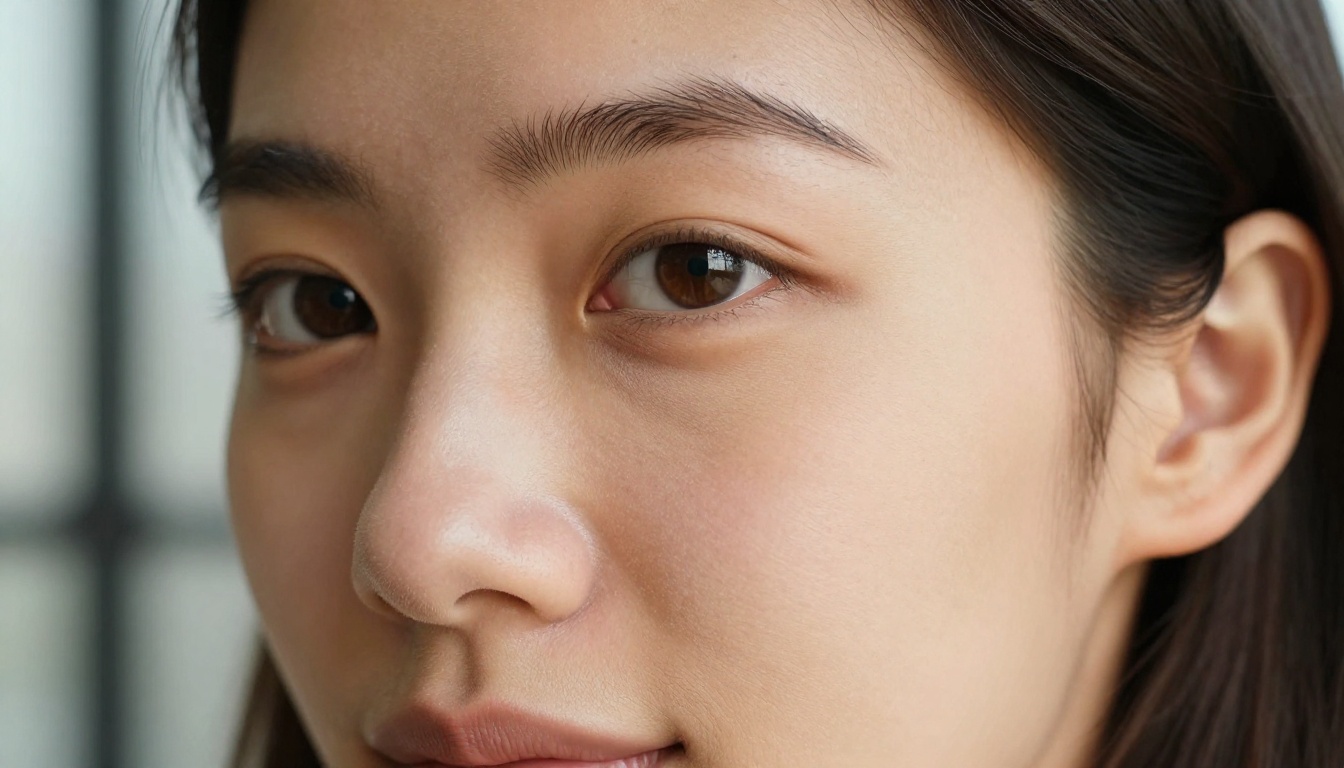 Close-up portrait showing photorealistic skin texture and natural lighting detail Close-up portrait showing photorealistic skin texture and natural lighting detail