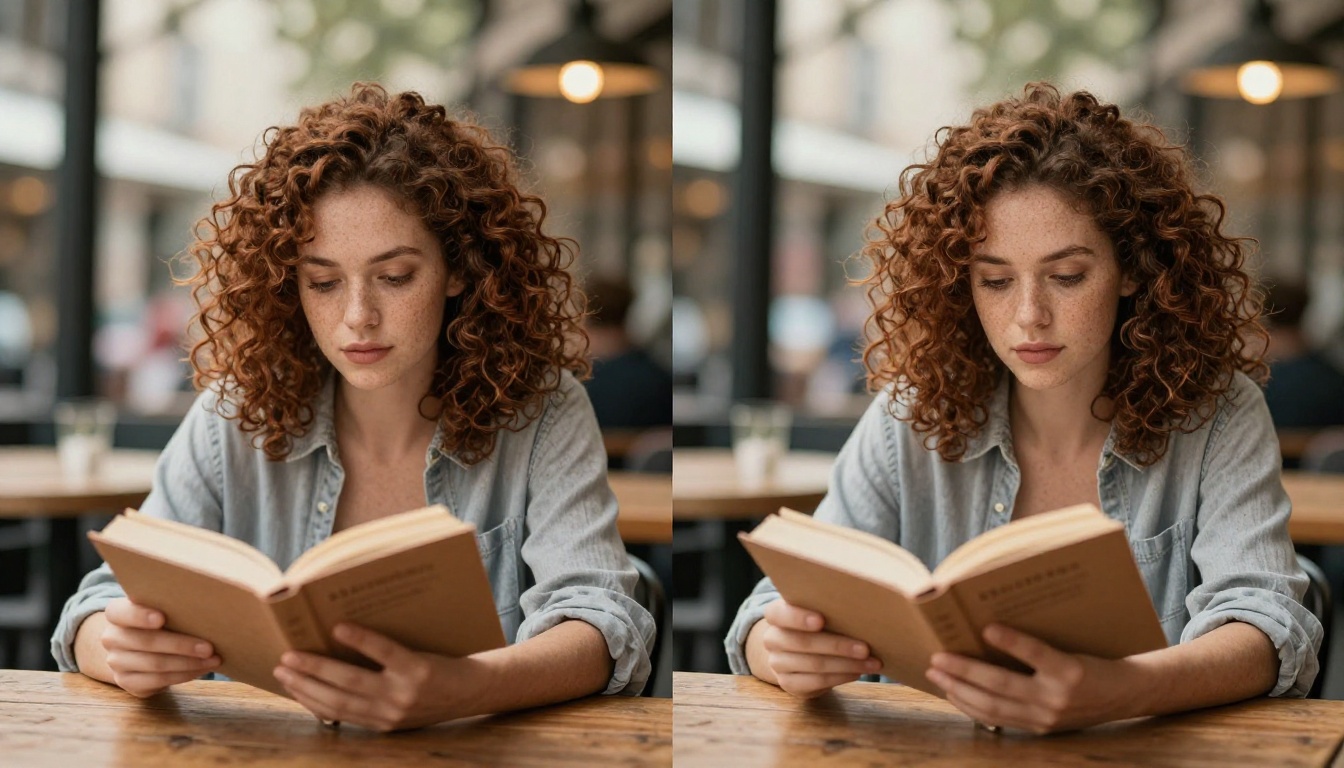 Split composition portrait comparison showing two different rendering approaches on the same subject Split composition portrait comparison showing two different rendering approaches on the same subject