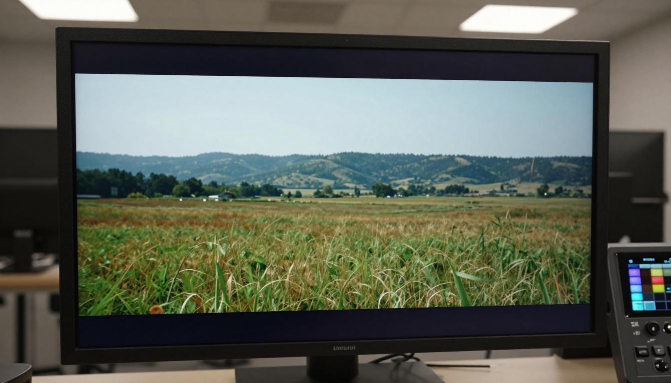 4K professional monitor displaying cinematic video