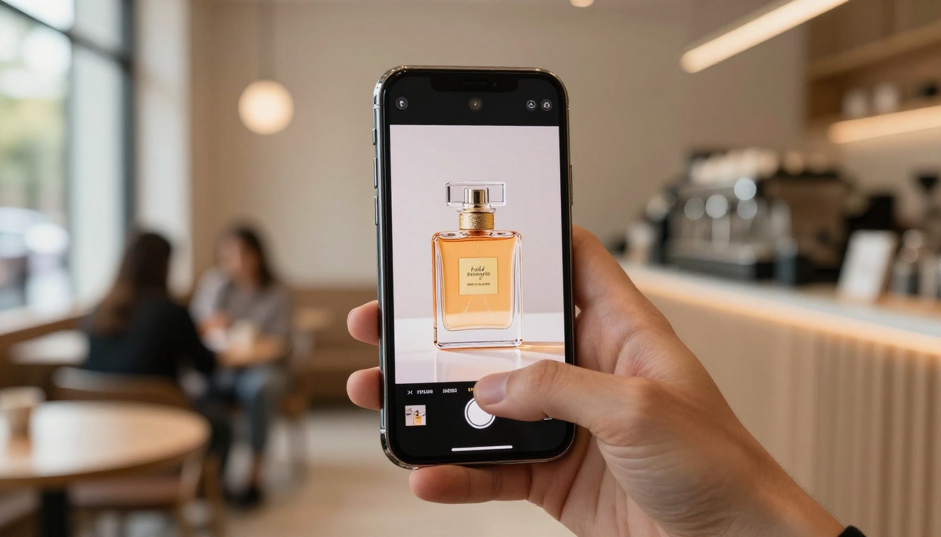 Smartphone displaying a luxury product advertisement video in a social media feed