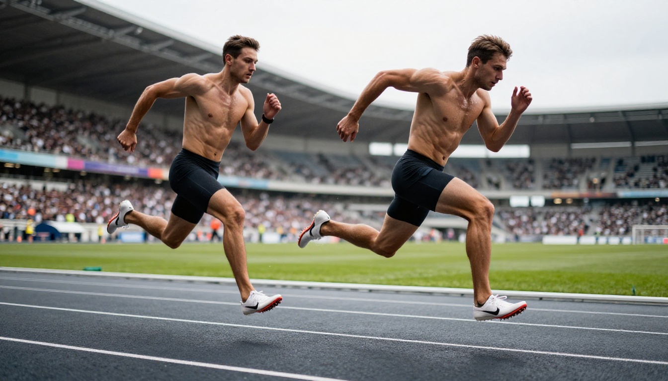 Athlete mid-stride showing motion capture quality difference