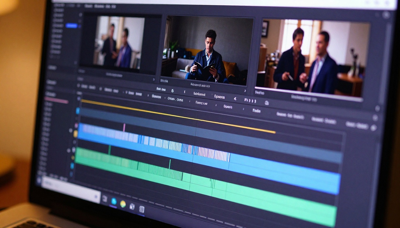 Video editing timeline showing two parallel subtitle tracks in a dark interface