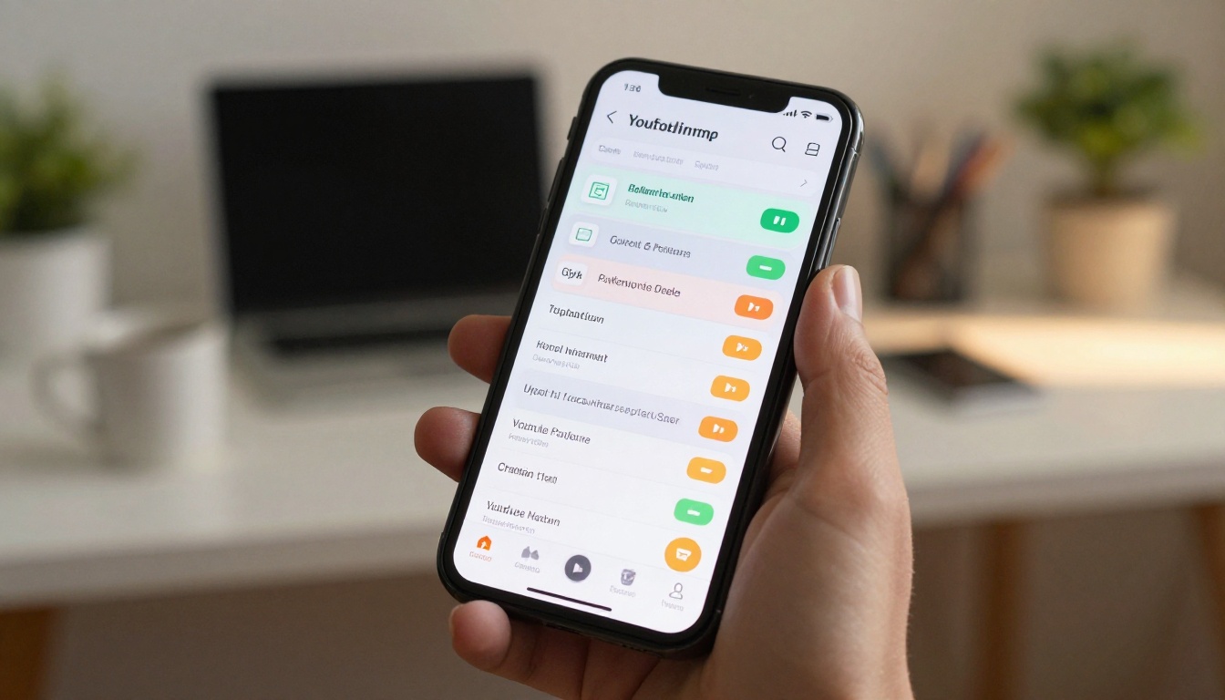 Smartphone displaying YouTube content calendar scheduling app