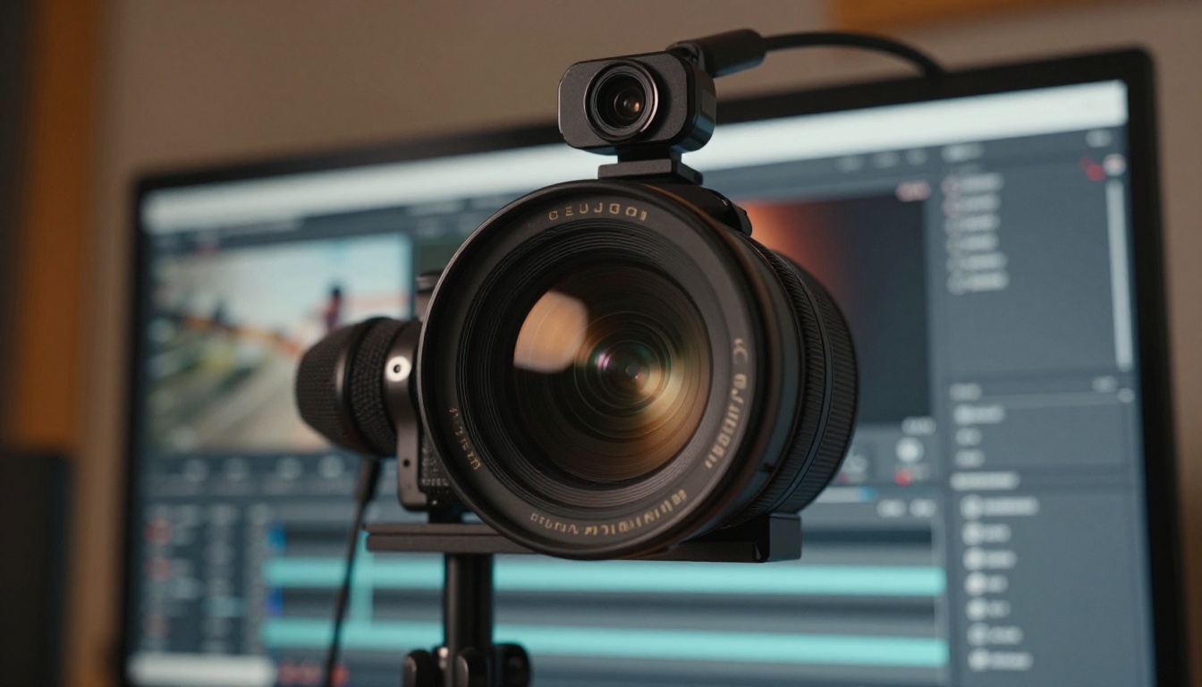 Webcam and monitor setup for reaction video recording