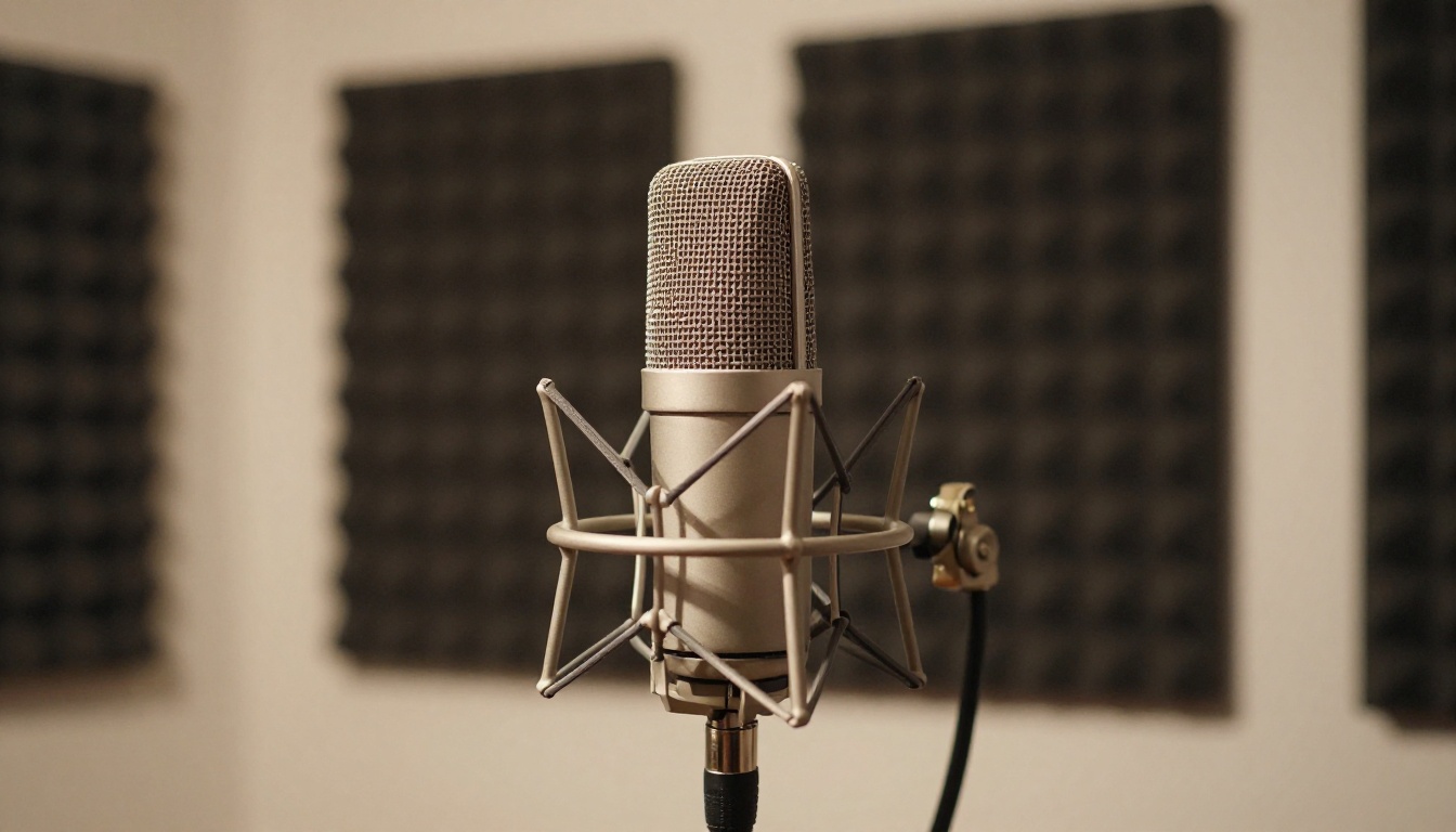 Professional microphone in studio for reaction audio