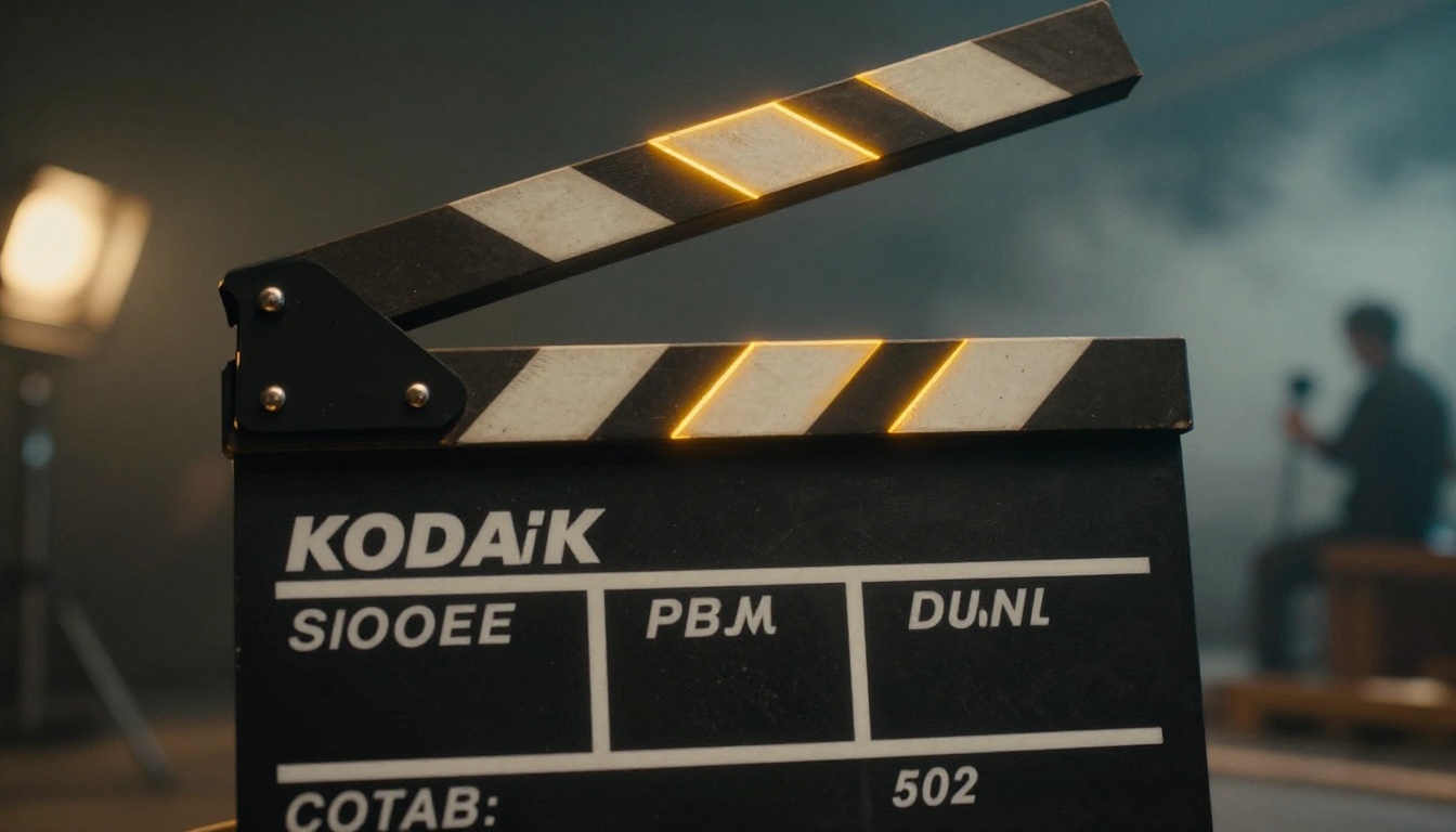 Film production clapperboard on set