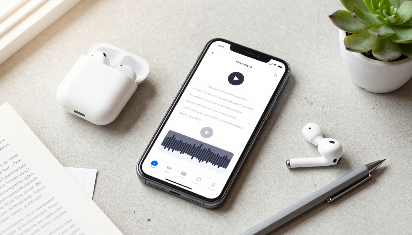 Smartphone TTS interface flat-lay