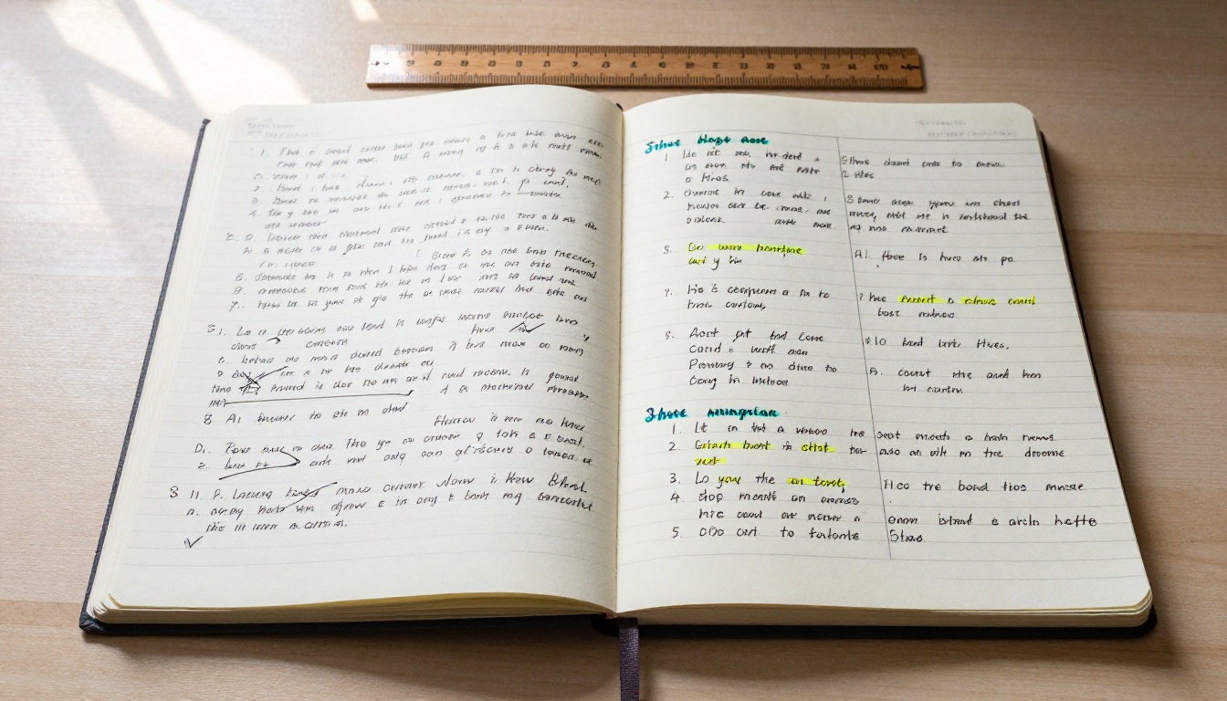 Overhead comparison of messy notes versus clean AI notes