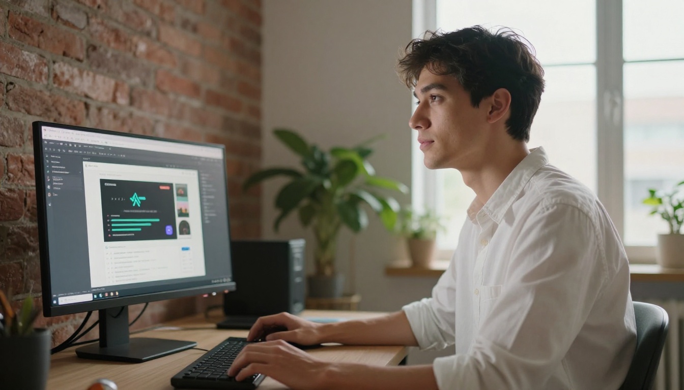 Confident student uploading audio file to AI platform