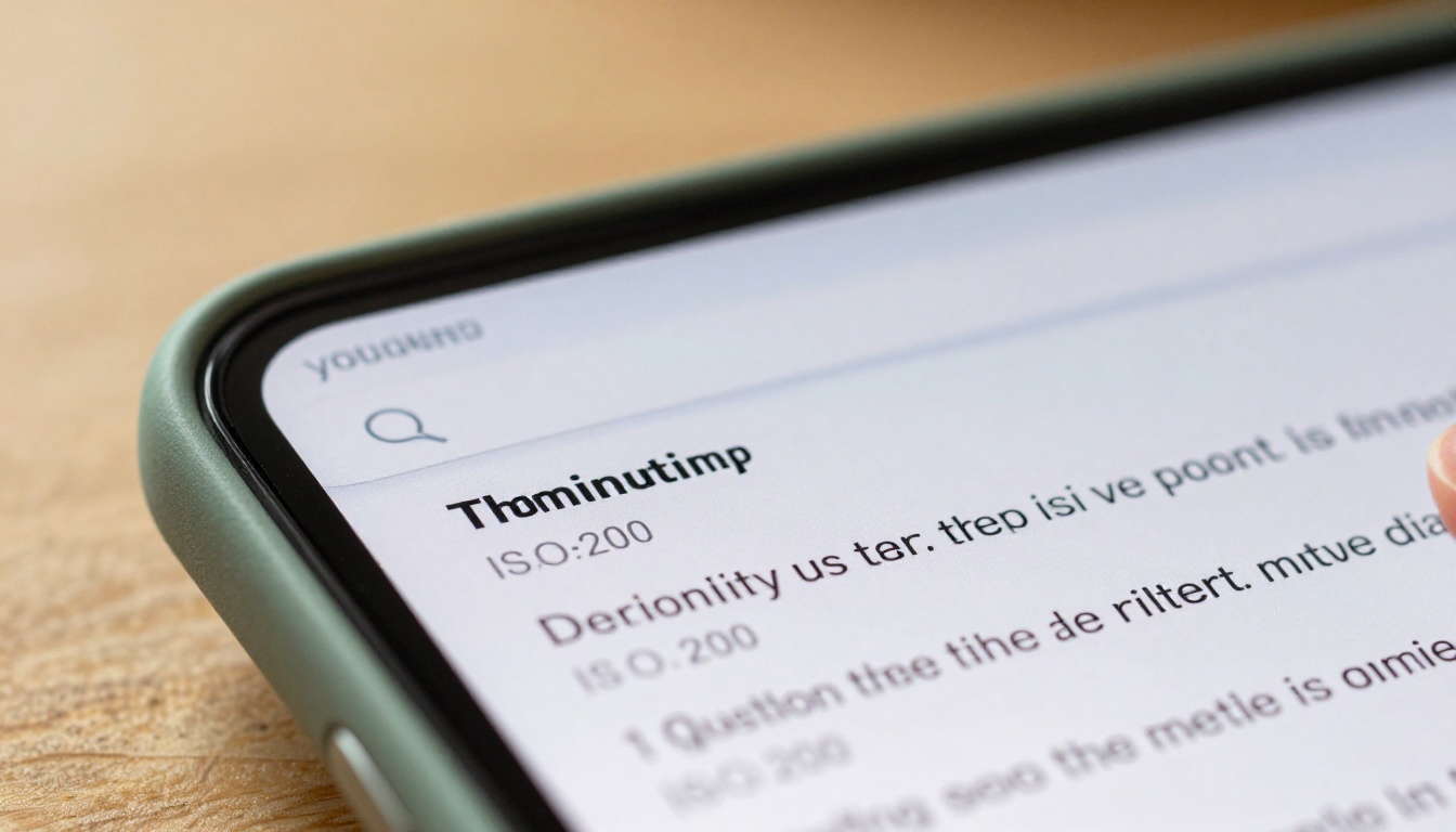 Smartphone showing timestamped speech-to-text transcript interface with search bar