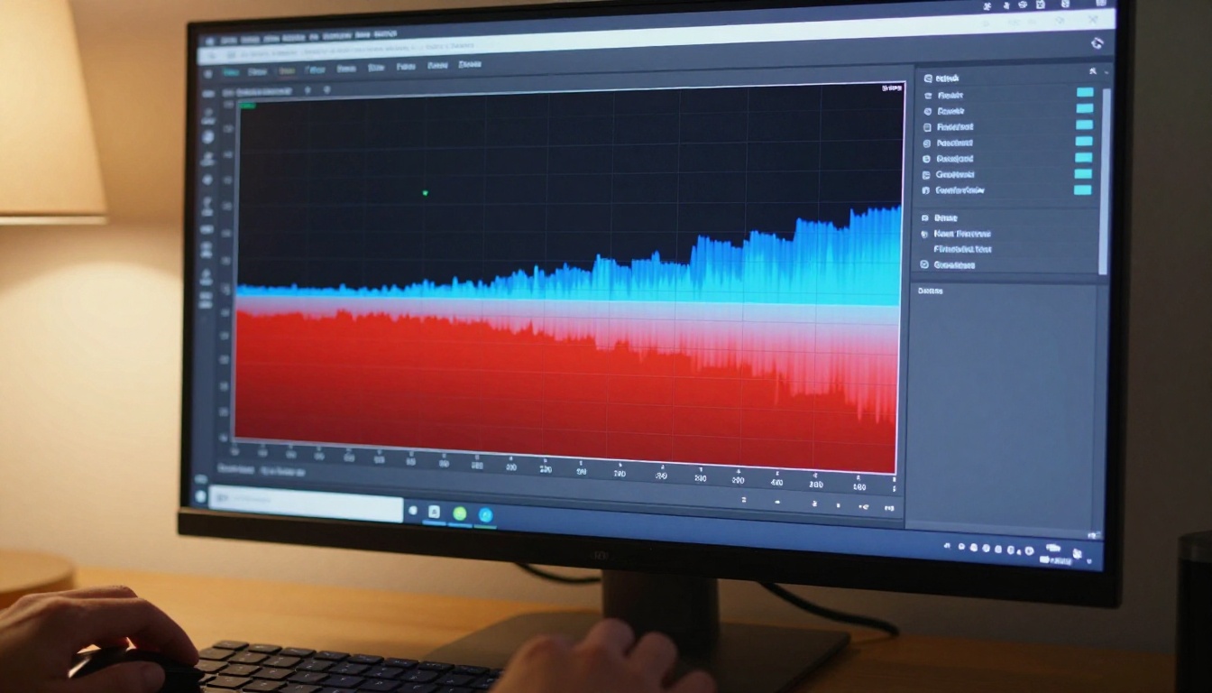 AI audio processing interface showing spectrogram before and after wind noise removal