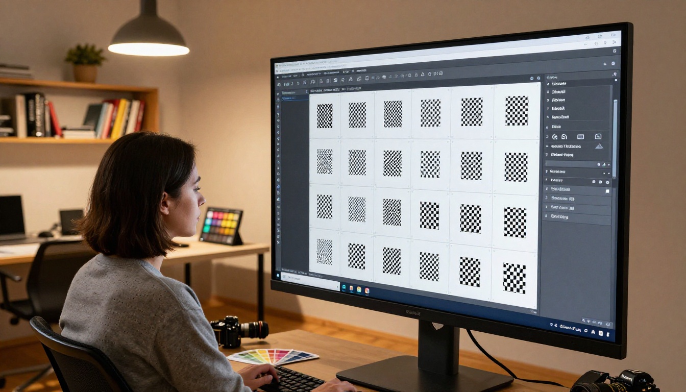 Professional branding studio with transparent logo files displayed in file management grid