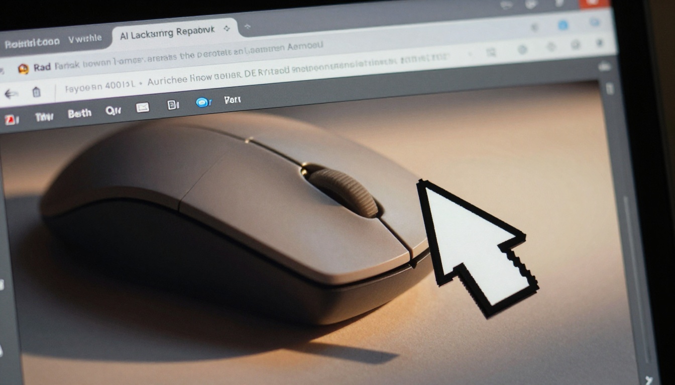 Cursor hovering over AI background removal interface on monitor screen close-up Cursor hovering over AI background removal interface on monitor screen close-up