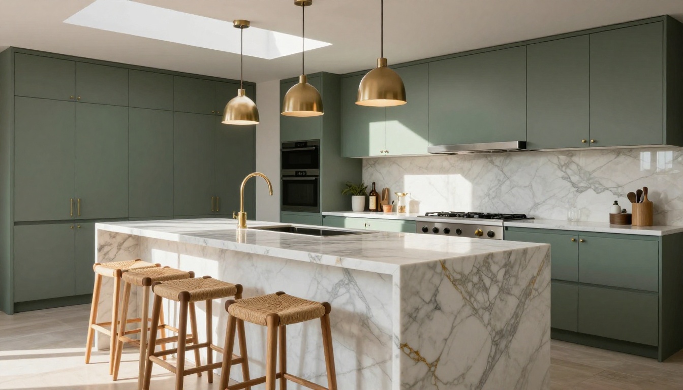 Low-angle kitchen shot showing the spatial depth and material detail that 3D room models capture