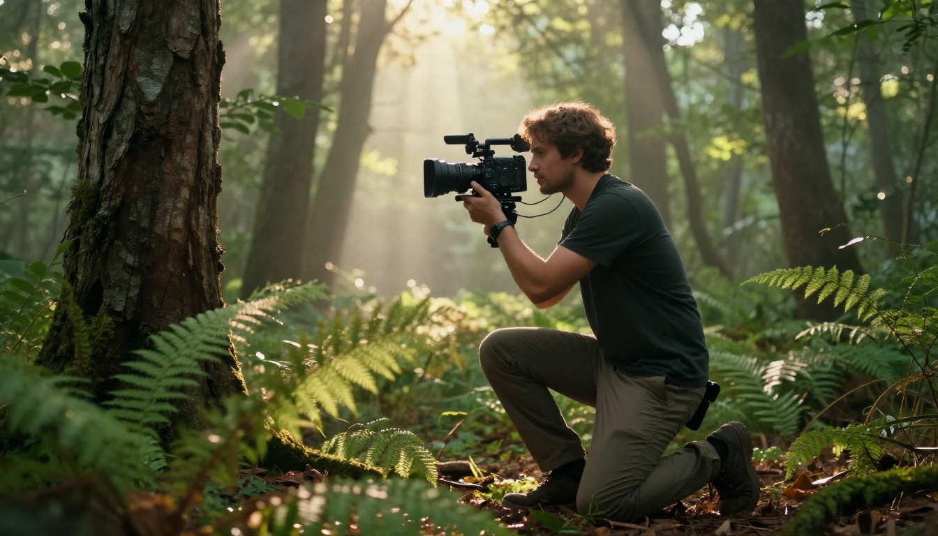 A cinematographer in the field, translating a pre-visualized scene into reality on location