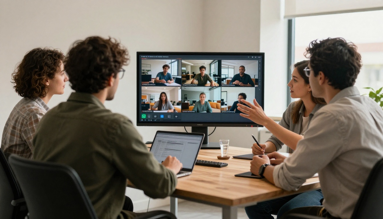 A creative team reviewing social video content and planning their next AI-generated campaign