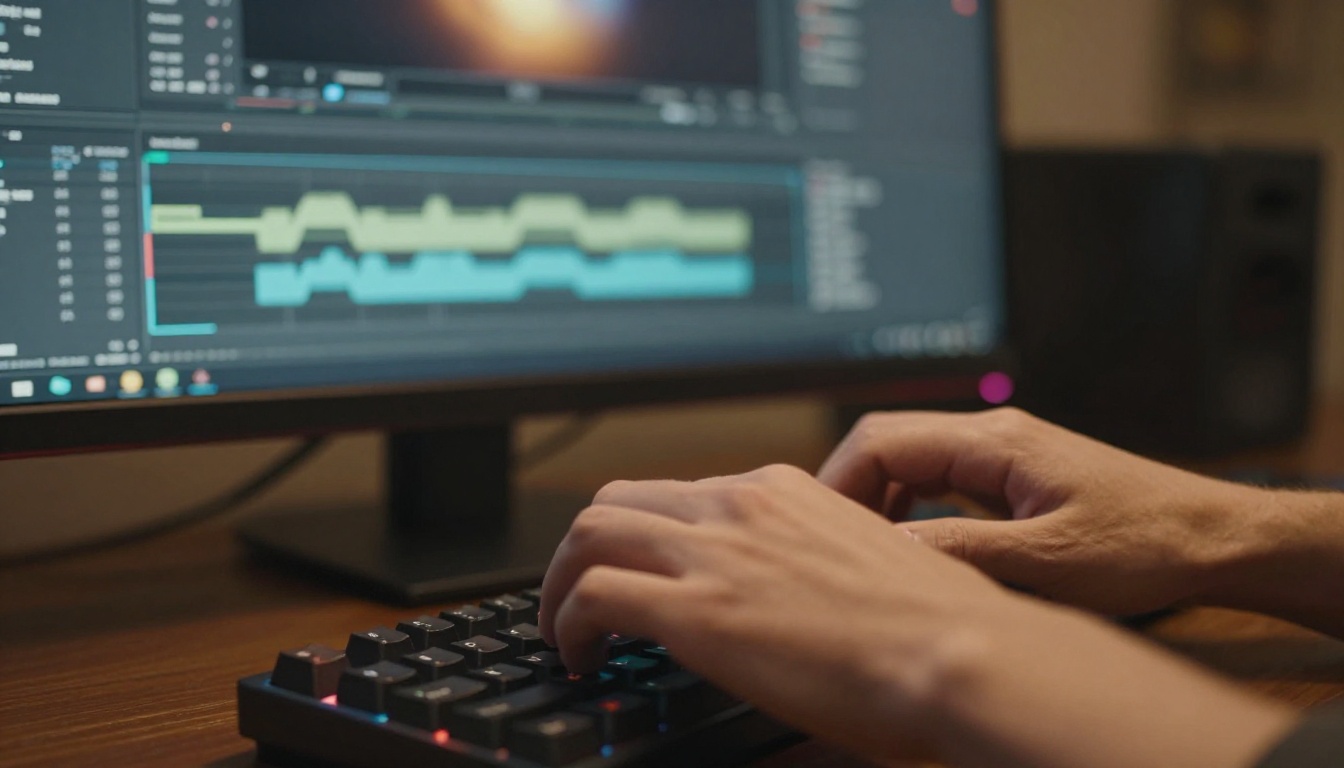 Creator at workstation reviewing AI video timeline