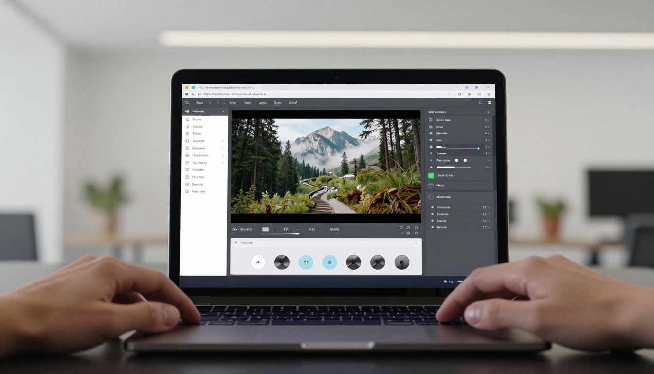 AI video settings interface panel on a laptop screen