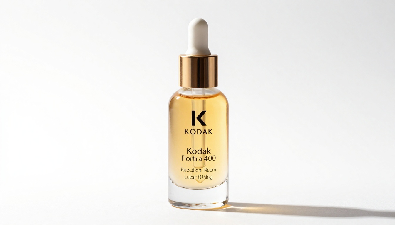 E-commerce product shot of a skincare serum bottle on white background