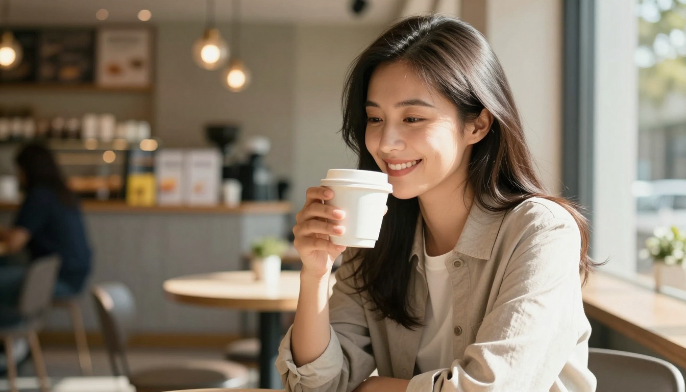 Lifestyle marketing photography of a woman in a cafe