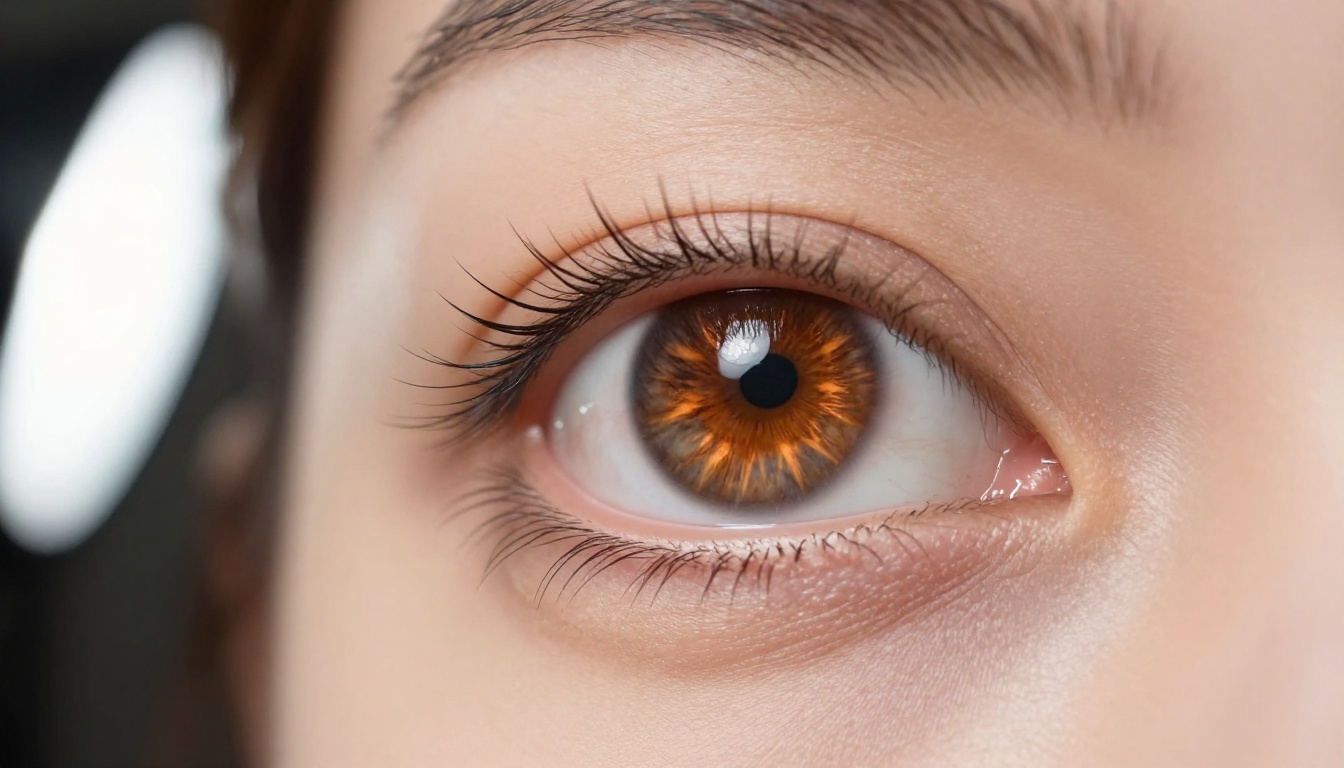 Extreme close-up portrait showing detailed iris and eyelash rendering