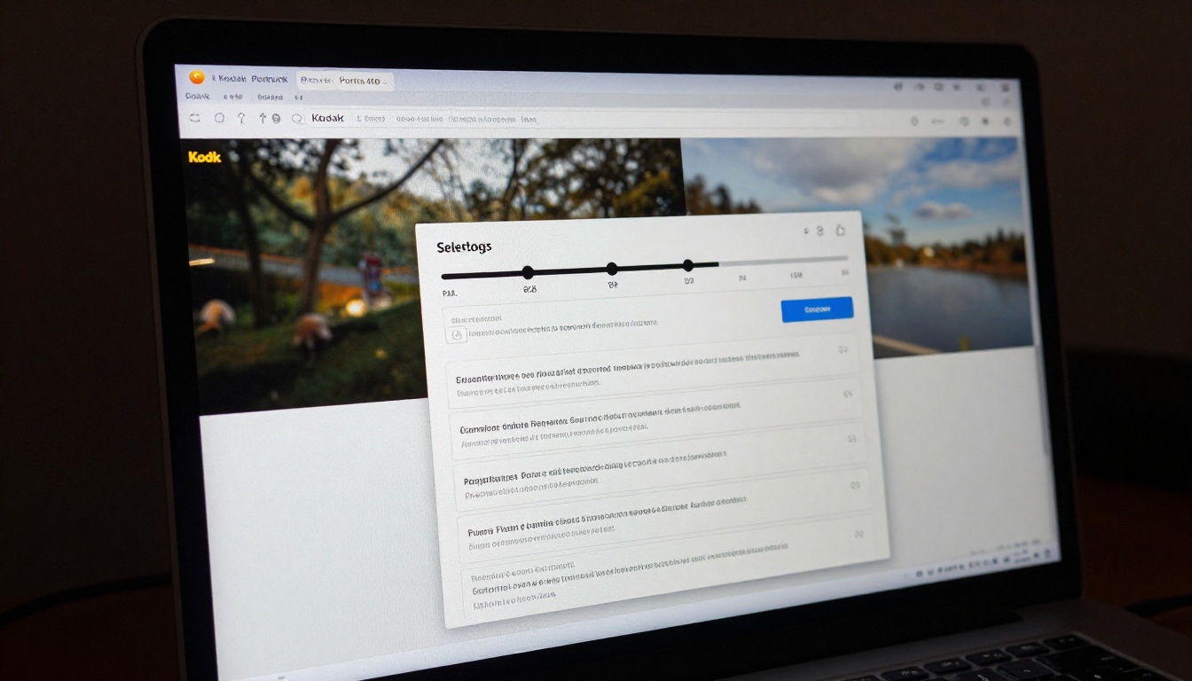 Monitor screen showing AI image generation interface with slider controls