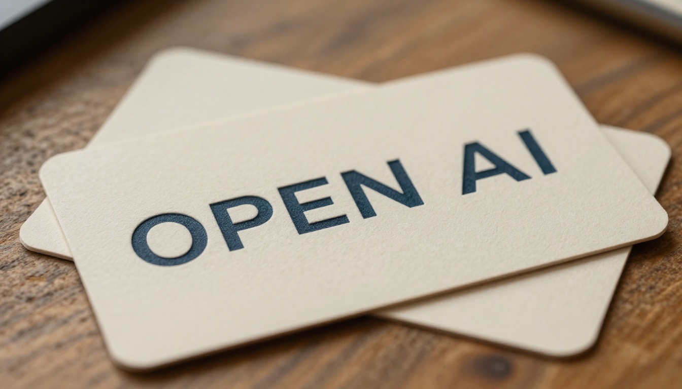 Macro close-up of a business card with AI-rendered typography