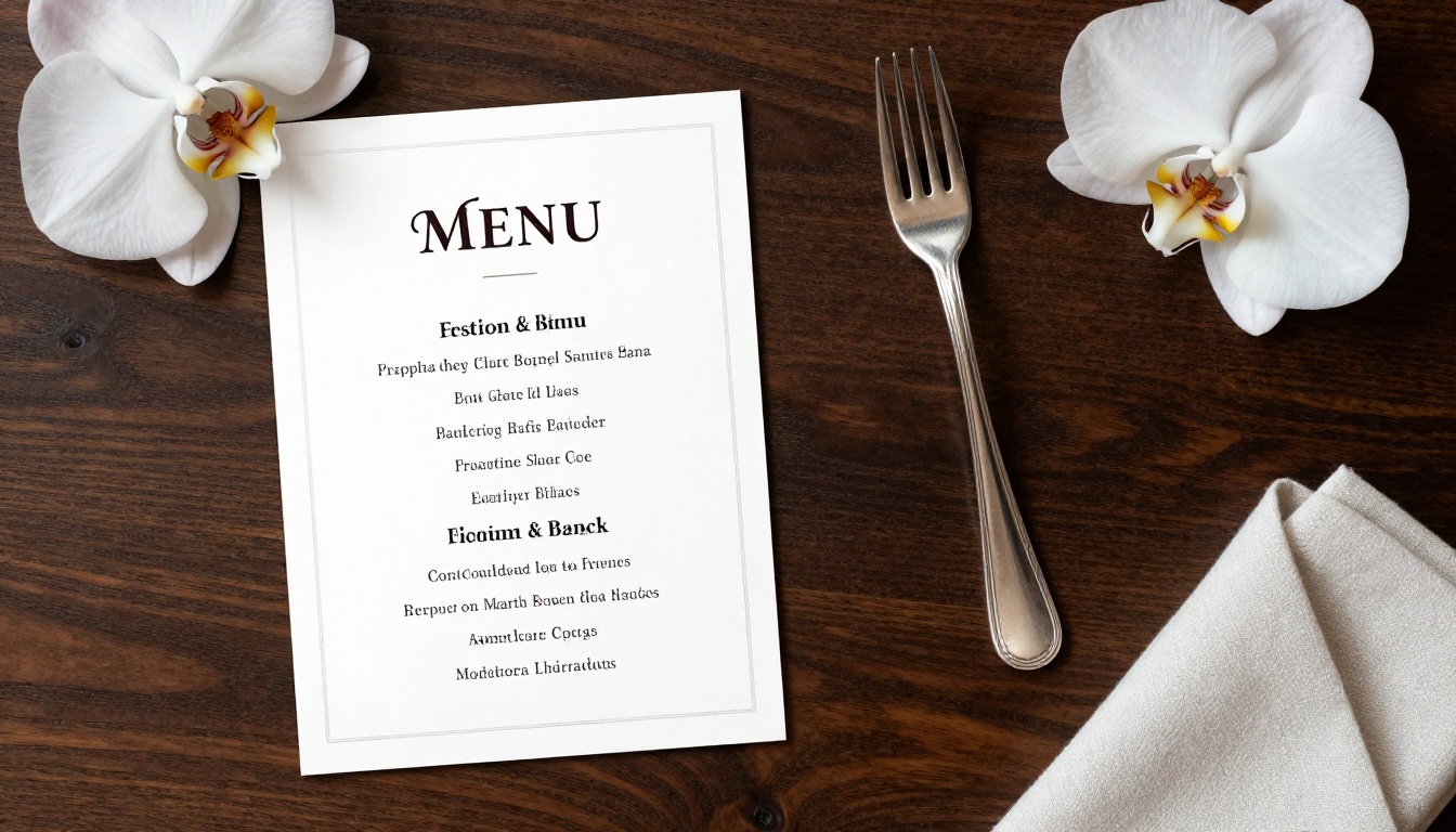 Elegant restaurant menu with AI-rendered serif typography