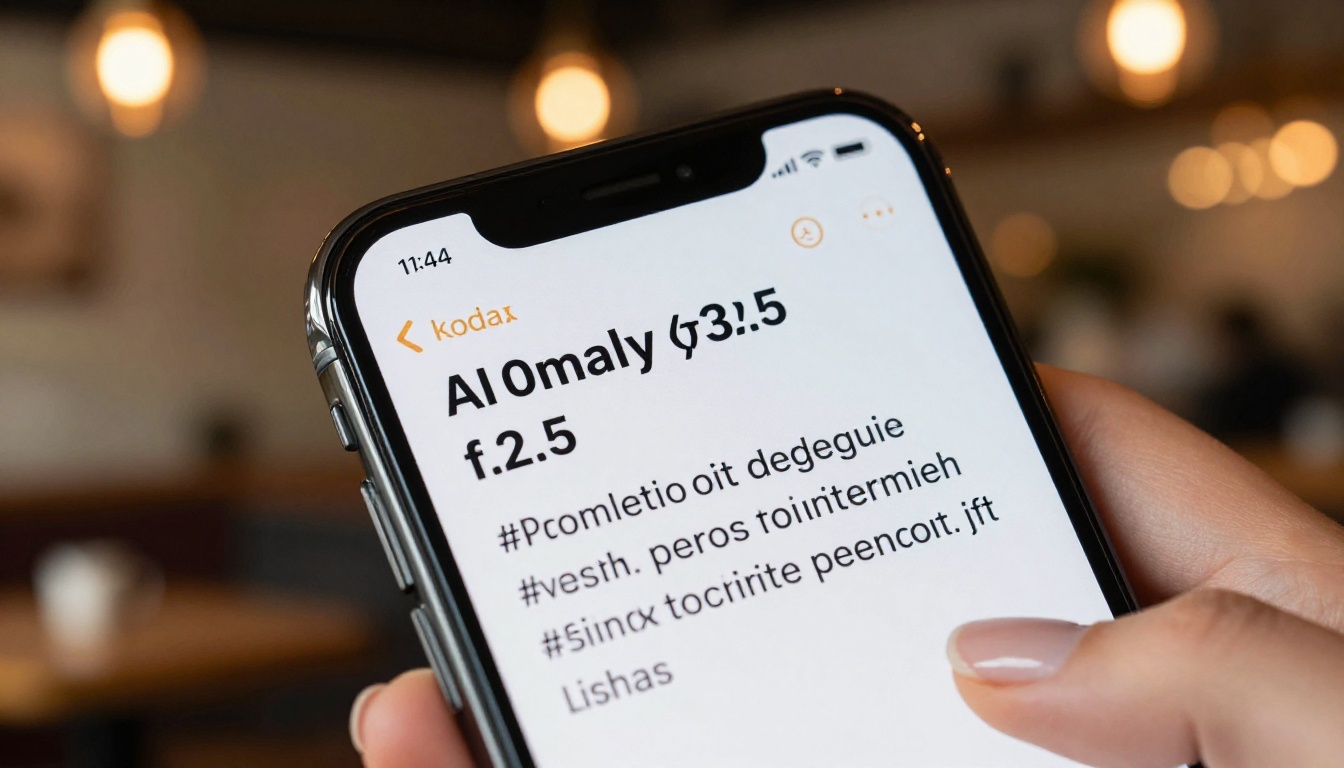 Smartphone screen showing AI-generated social media post with text Smartphone screen showing AI-generated social media post with text