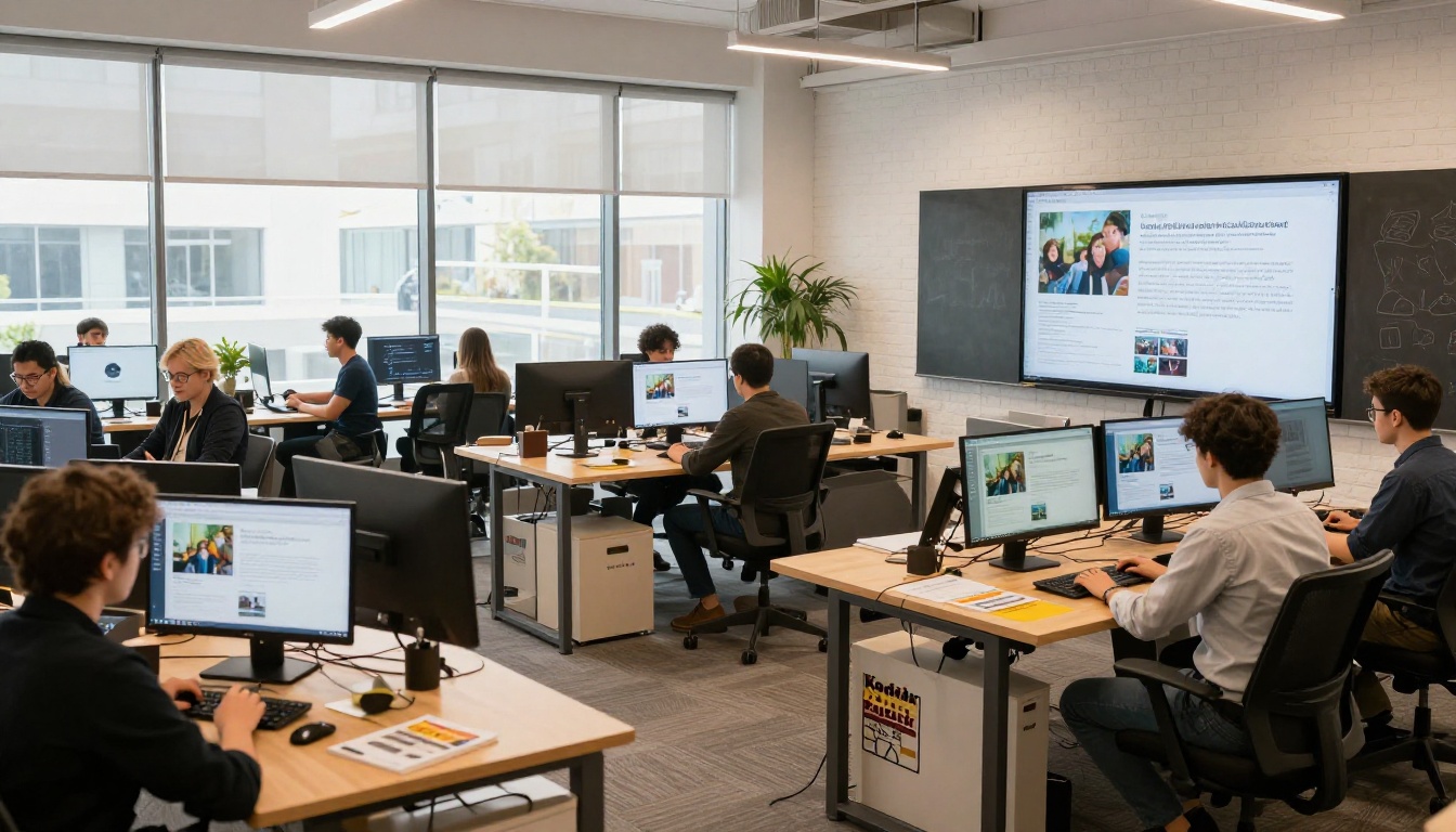 Marketing agency team collaborating on AI image generation projects Marketing agency team collaborating on AI image generation projects