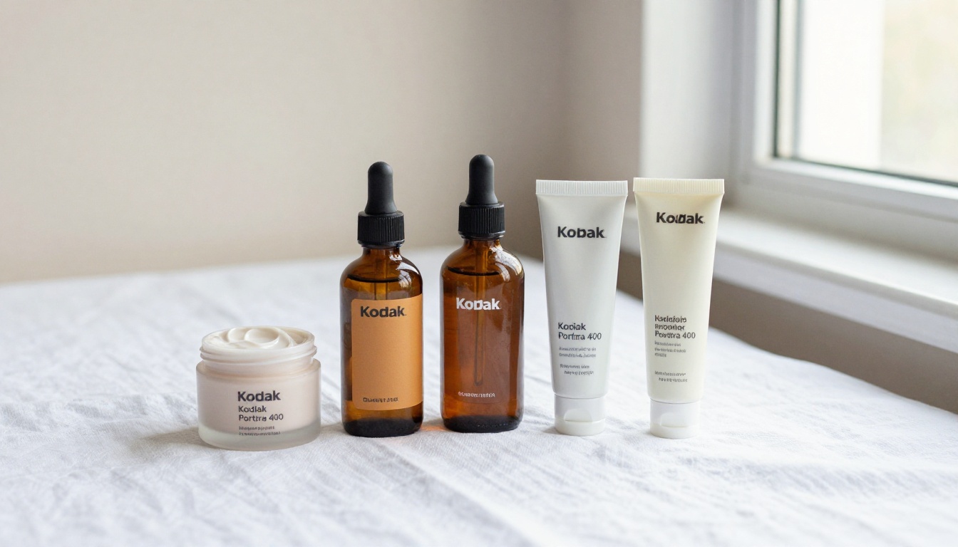 AI-generated skincare product flat lay with diffused window lighting