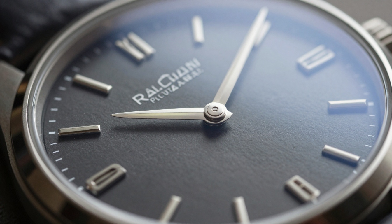 Close-up of luxury watch with rim lighting and leather strap texture detail