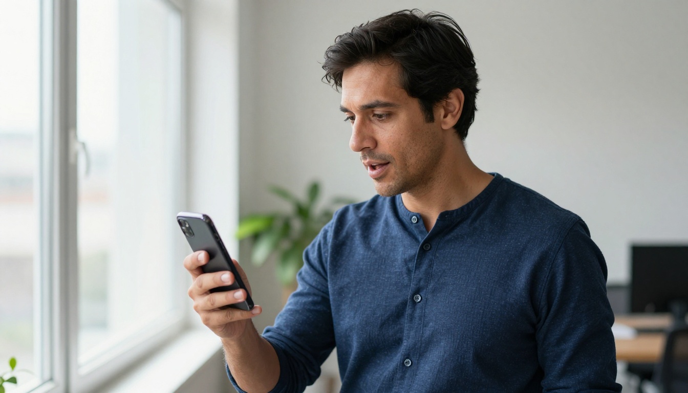 Man using voice input on phone with AI response