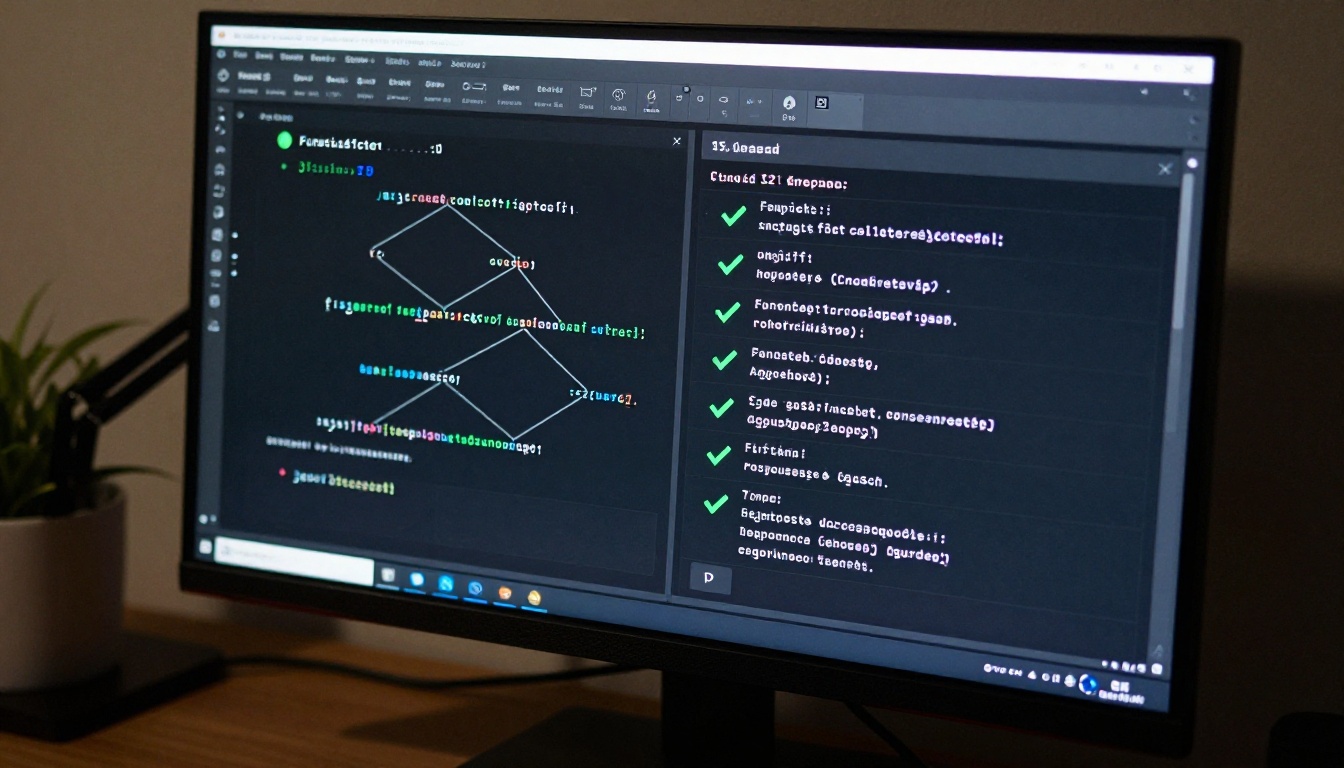 Monitor showing tool use call visualization interface with function call tree and JSON response panel Monitor showing tool use call visualization interface with function call tree and JSON response panel