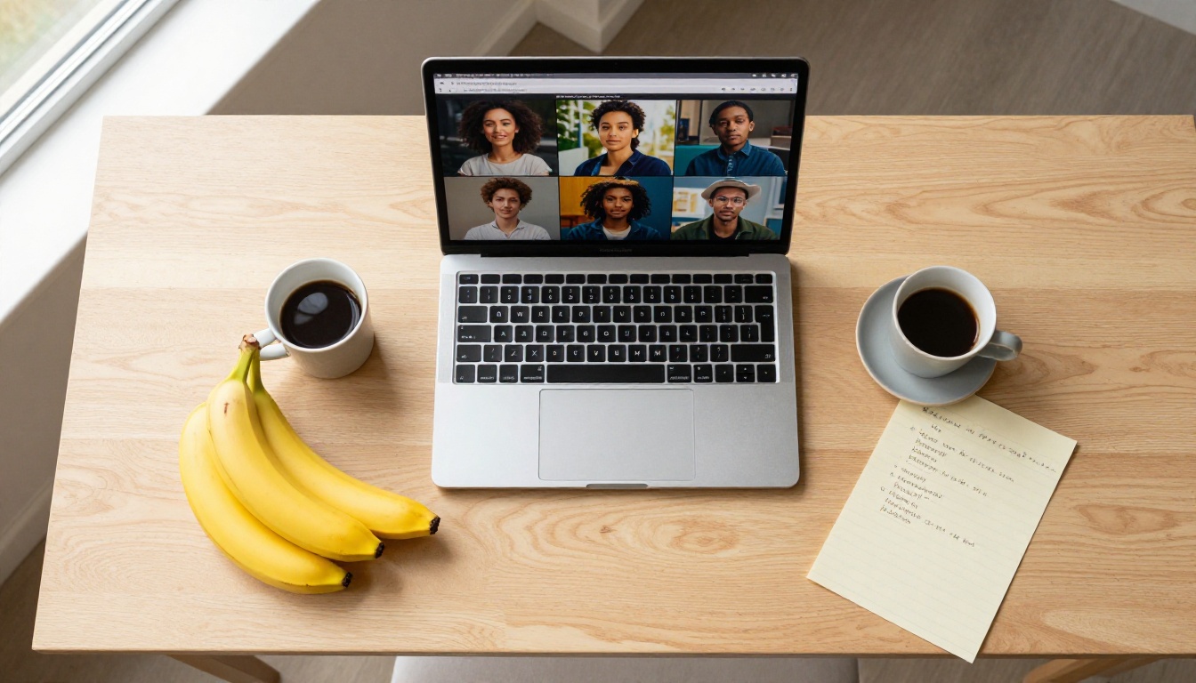 Overhead flat-lay of creative desk workspace