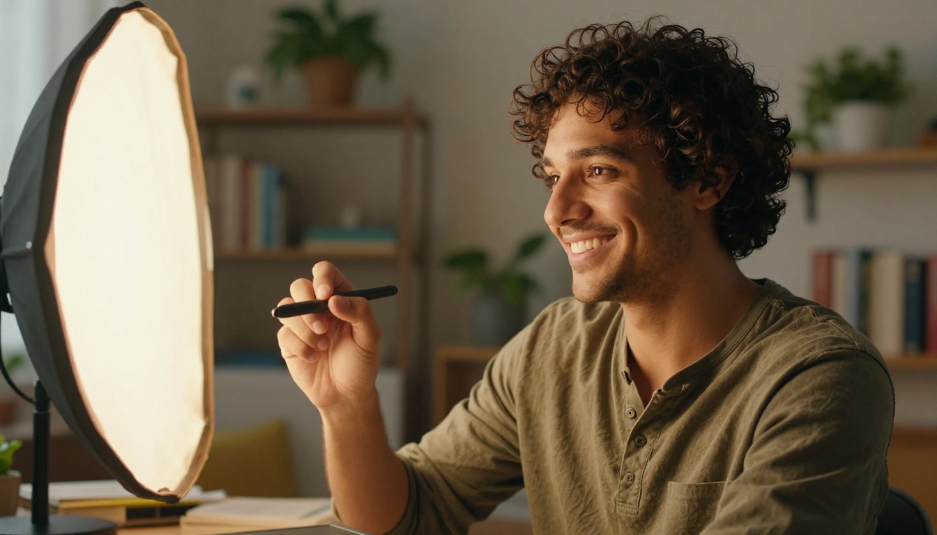 Creative professional smiling with tablet stylus