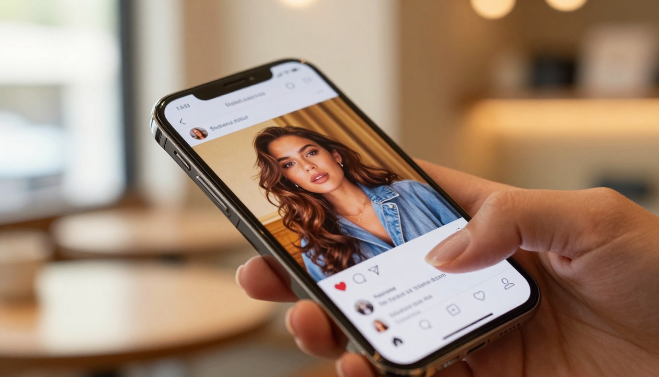 Close-up of a smartphone displaying a vibrant short-form social media video advertisement