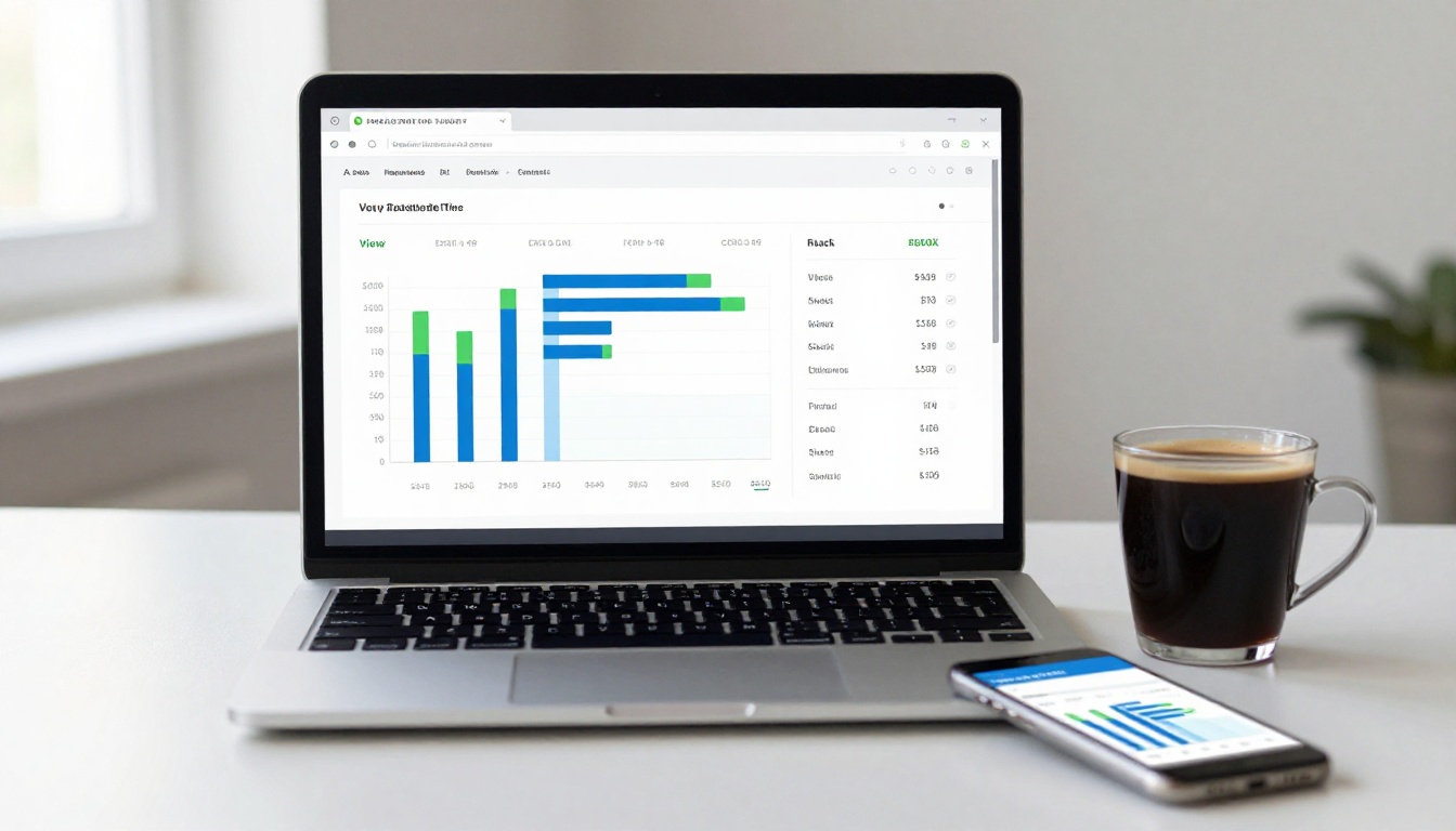 Laptop displaying video analytics dashboard with performance metrics and engagement data